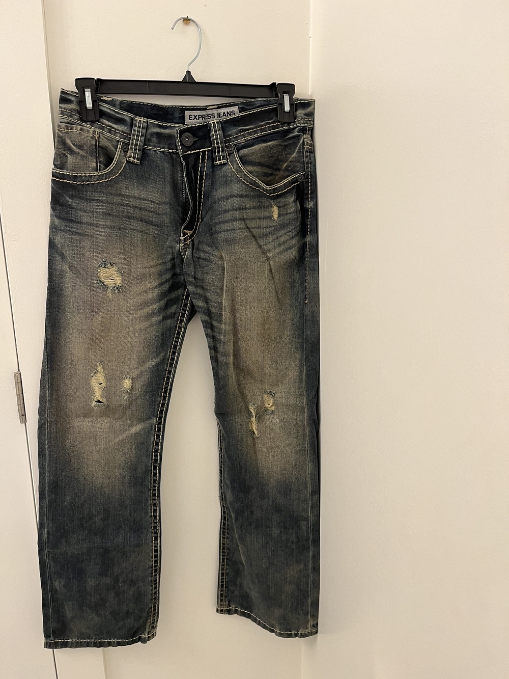 Express Men’s Relaxed Distressed Blue Jeans